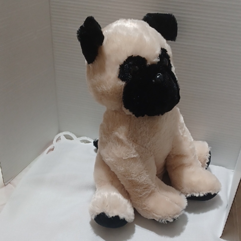 BJ TOY Co. Large Plush Pug Dog Stuffed Animal - Cream and Black